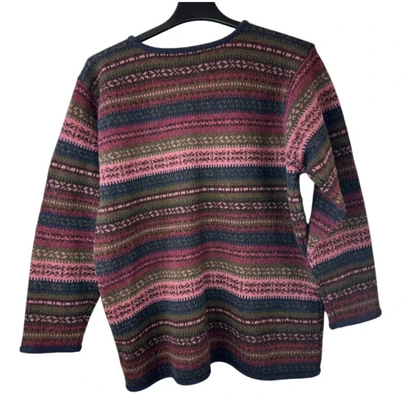 SKYR Vintage 100% Wool Cardigan Sweater Aztec Nordic Fair Isle Long Button Up XL - Picture 9 of 12